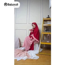 Gamis Anak Kombinasi 2 Warna Syari Umur 8 Tahun