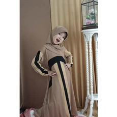 Stelan Gamis Anak Perempuan Bahan Wolfis Polos 10 Tahun