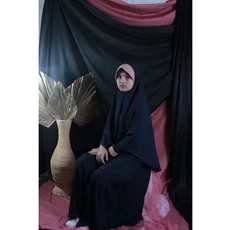 Gamis Anak Kotak Kombinasi Polos Niqab 8 Tahun