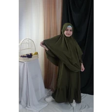 Gamis Anak Warna Hijau Niqab Remaja