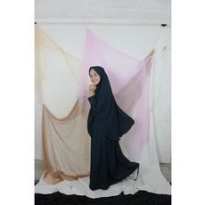 Baju Gamis Anak Perempuan Warna Hitam Niqab 12 Tahun