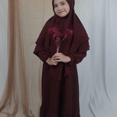 Gamis Anak Kombinasi Polos Ngaji 12 Tahun