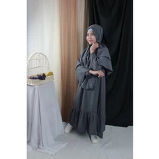 Baju Gamis Anak Warna Biru Niqab 5 Tahun