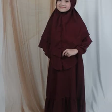 Baju Gamis Anak Warna Biru Niqab 9 Tahun