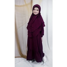 Gamis Anak Hitam Kombinasi Lebaran 11 Tahun