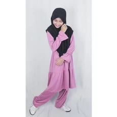 Gamis Katun Anak Perempuan One Set Terbaru