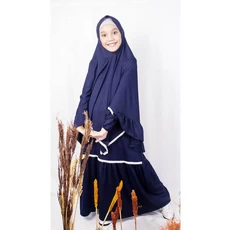 Baju Muslim Anak Perempuan Warna Putih Niqab 6 Tahun