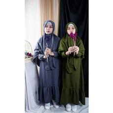 Baju Gamis Anak Perempuan Warna Hitam Syari 10 Tahun