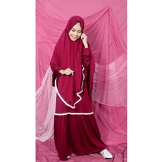 Gamis Anak Katun Polos One Set 6 Tahun