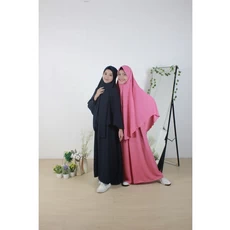 Gamis Anak Kotak Kombinasi Polos Niqab 9 Tahun