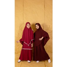 Gamis Anak Kombinasi Polos SetCel Tanggung