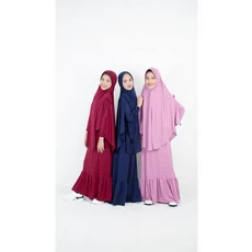 Gamis Anak Warna Hijau Botol Syari 7 Tahun