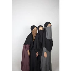 Baju Gamis Anak Perempuan Warna Hitam Niqab 11 Tahun