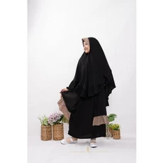 Gamis Anak Bahan Moscrepe Hitam SD Umur 6 Tahun