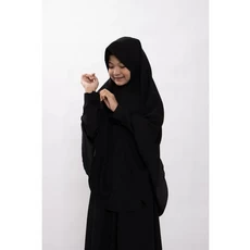 Gamis Anak Bahan Wolfis Hitam MTS Umur 7 Tahun