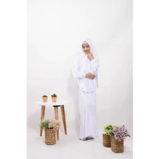 Gamis Anak Bahan Wolfis Putih Lebaran Umur 7 Tahun