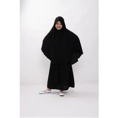 Gamis Anak Bahan Moscrepe Hitam SD Umur 10 Tahun