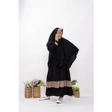 Gamis Anak Kombinasi 2 Warna Hitam Terbaru