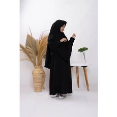 Gamis Jeans Anak Perempuan Hitam Polos Umur 8 Tahun