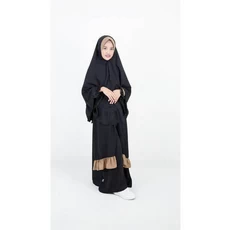 Gamis Anak Bahan Moscrepe Hitam Cadar Grosir