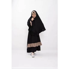 Gamis Anak Warna Hijau Botol Hitam Cadar Umur 8 Tahun