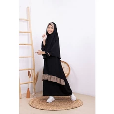 Gamis Anak Bahan Wolfis Niqab Umur 12 Tahun