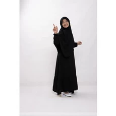 Gamis Anak Warna Hijau Botol Hitam Syari Dropship