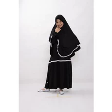 Gamis Anak Bahan Moscrepe Hitam Syari Umur 12 Tahun