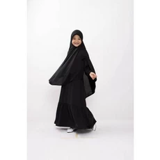 Jilbab Anak Syari Hitam SD Umur 8 Tahun