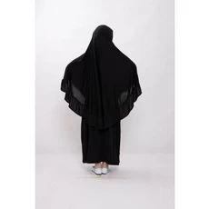 Gamis Anak Bahan Moscrepe Hitam MTS Tanggung