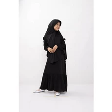 Gamis Anak Bahan Moscrepe Hitam TPQ Umur 6 Tahun