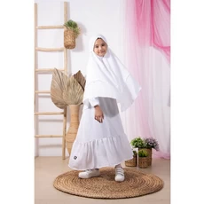 Gamis Anak Warna Navy Putih Lebaran Dropship