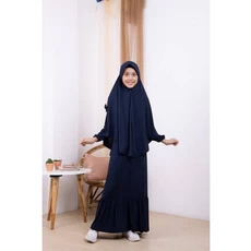 Gamis Anak Warna Navy Polos Umur 10 Tahun