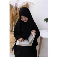 Gamis Anak Hijau Botol Hitam Lebaran ABG