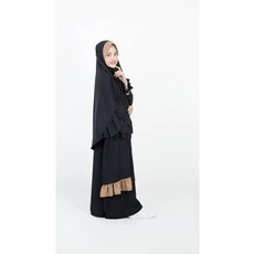 Gamis Anak Hijau Botol Hitam SMP Reseller