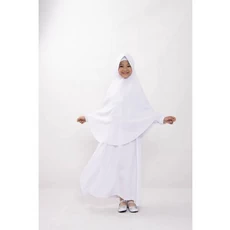 Gamis Anak Bahan Moscrepe Putih Santri Umur 13 Tahun