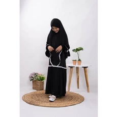 Gamis Anak Bahan Moscrepe Hitam Cadar Umur 10 Tahun