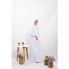 Gamis Anak Kombinasi 2 Warna Putih Lebaran Dropship