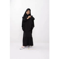 Gamis Anak Polos Hitam Syari Umur 8 Tahun