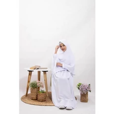Gamis Polos Anak Putih Niqab Umur 9 Tahun
