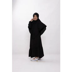 Gamis Anak Bahan Moscrepe Hitam Cadar Umur 7 Tahun