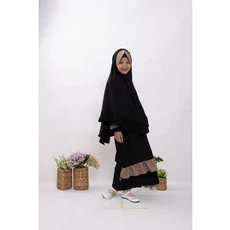 Gamis Anak Bahan Moscrepe Hitam SD Umur 11 Tahun