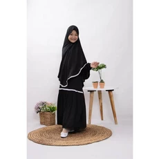 Gamis Jeans Anak Perempuan Hitam Niqab Umur 5 Tahun