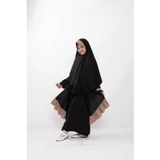 Gamis Anak Hijau Botol Hitam Pesantren ABG