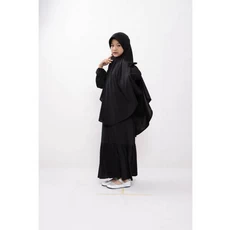 Gamis Anak Hijau Botol Hitam Umur 6 Tahun