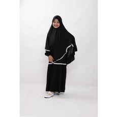 Gamis Anak Hijau Botol Hitam Cadar Tanggung