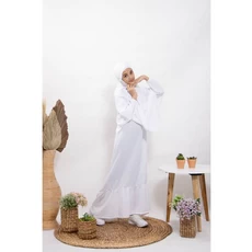 Gamis Anak Bahan Moscrepe Putih Syari Dropship