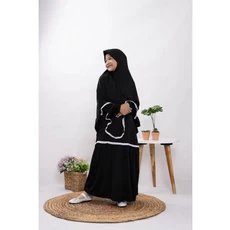 Gamis Anak Bahan Moscrepe Hitam Syari Umur 6 Tahun