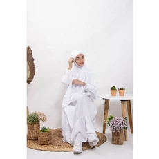 Gamis Anak Kombinasi 2 Warna Putih MTS Dropship