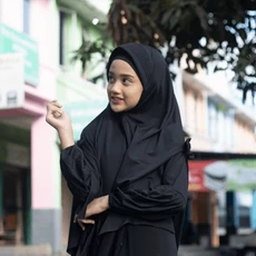 Gamis Anak Warna Hijau Botol Hitam Niqab Terbaru